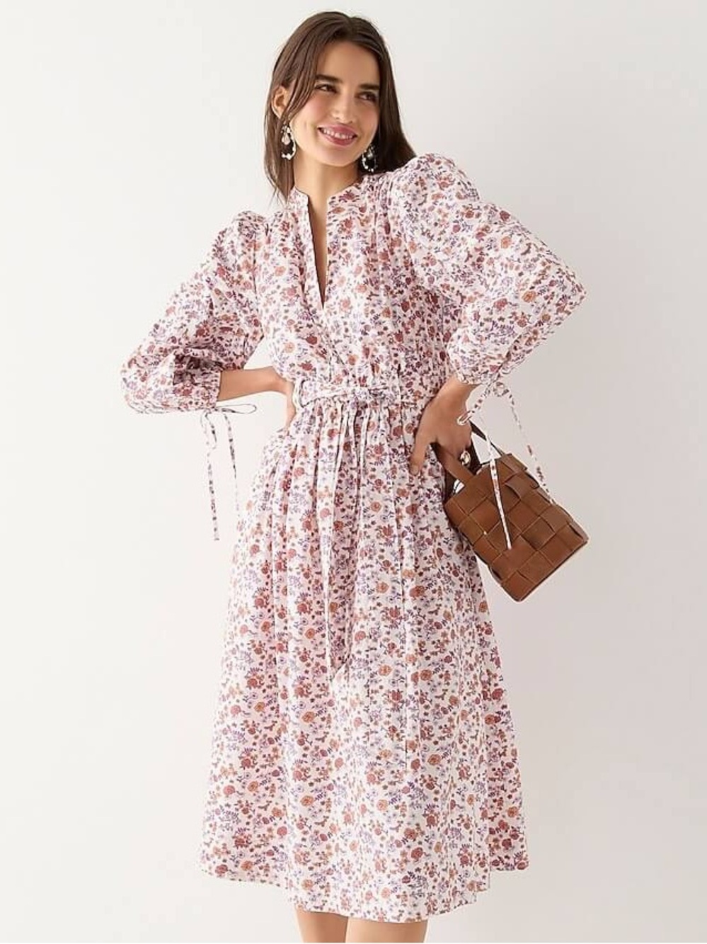 J. Crew Tie-waist V-neck dress in Windsor floral (Sz XL)